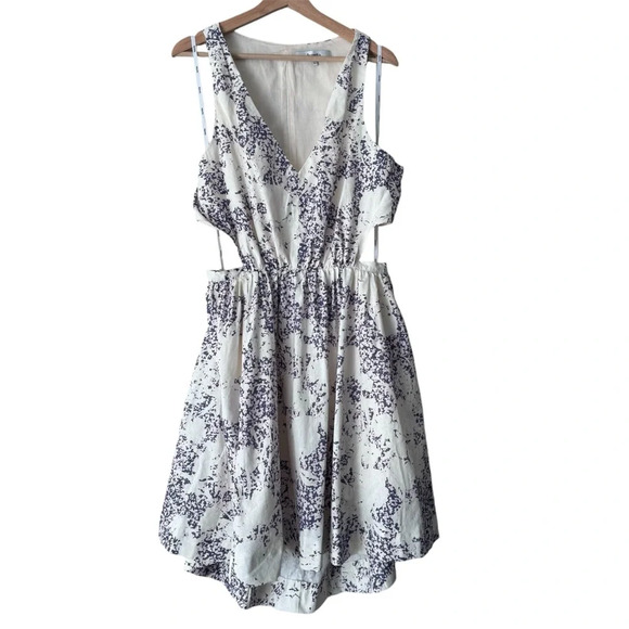 Anthropologie Aureta Studio Side Cutout ivory lavender Midi Dress Size X-Large - Picture 6 of 9